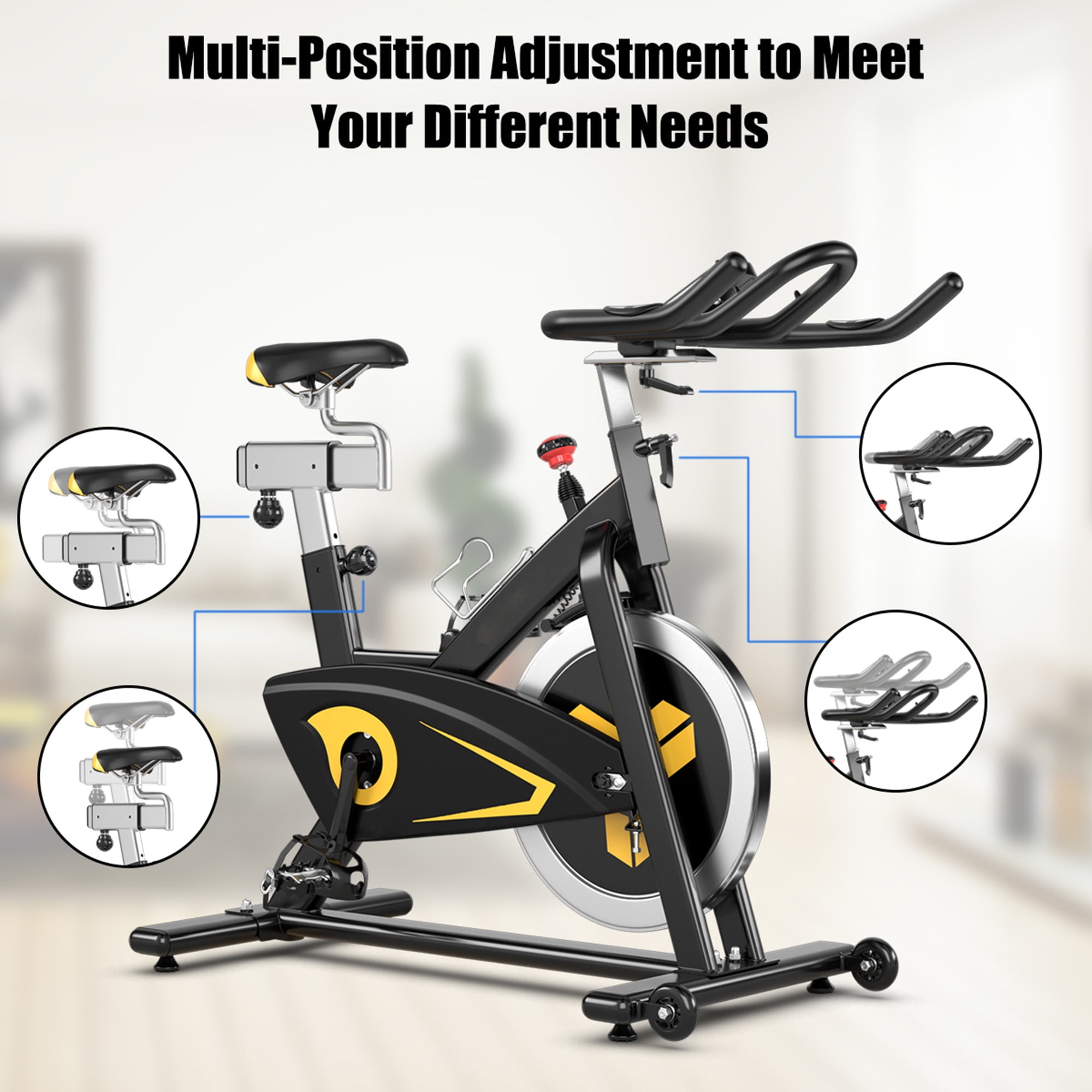 GYMAX Bicicleta estática de pedal para personas mayores, máquina de fitness  con masaje, monitor LCD, altura y longitud ajustables para el cuerpo