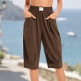 thumbnail image 2 of MLCDZ Womens Long Shorts Below The Knee Elastic High Waisted Pleated Casual Summer Loose Fit Shorts with Pockets Beach Vacation Travel Short Pants, 2 of 7