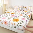 thumbnail image 2 of Castle Fairy Cartoon Flower 3pcs Twin Sheet Sets,Spring Garden Twin Fitted Sheet,Pink Yellow Breathable Flat Sheet,Super Cozy Botanical Room Decor, 2 of 7