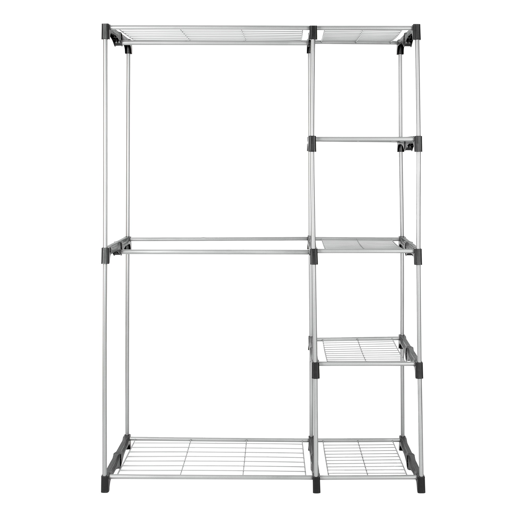 Mainstays 4-Shelf Metal Wire Closet Organizer with 2-Tier Clothes Rack
