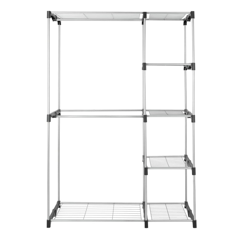 Metal Closet Organizer with 4 Shelves and 2 Hanging Rods photo 2