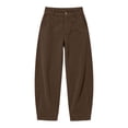 thumbnail image 5 of Oksale Corduroy Pants for Women Petite Trendy High Waisted Button Barrel Pants Loose Comfortable Khaki Pants with Pockets Fashion Outfits Coffee S, 5 of 8