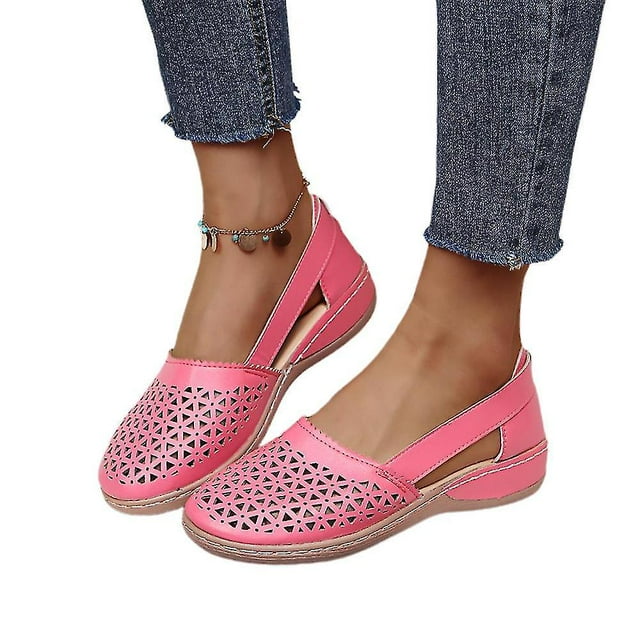 Zapatos de señora Cuñas Sandalias ahuecadas Zapatos cómodos informales sin cordones