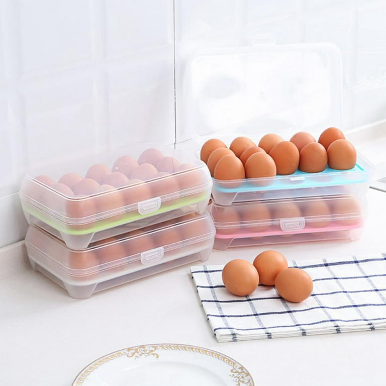 Egg Holder, Single Layer Deviled Egg Tray with Lid Egg Carrier Box  Dispenser Container for 15 Eggs 