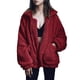 thumbnail image 1 of Abrigo PRETTYGARDEN de Forro Sherpa de Piel Sintética Vino Oversize 3XL, 1 of 7
