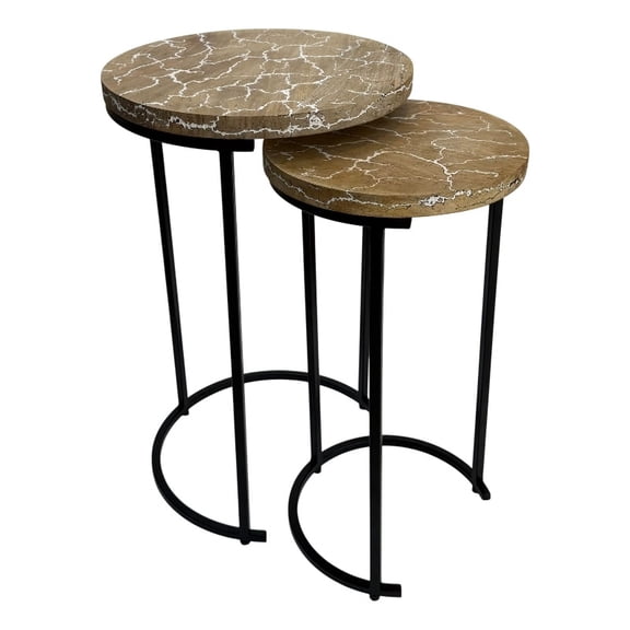 Carolina Electra 24" Round Nesting Table in Electrified Wood in White