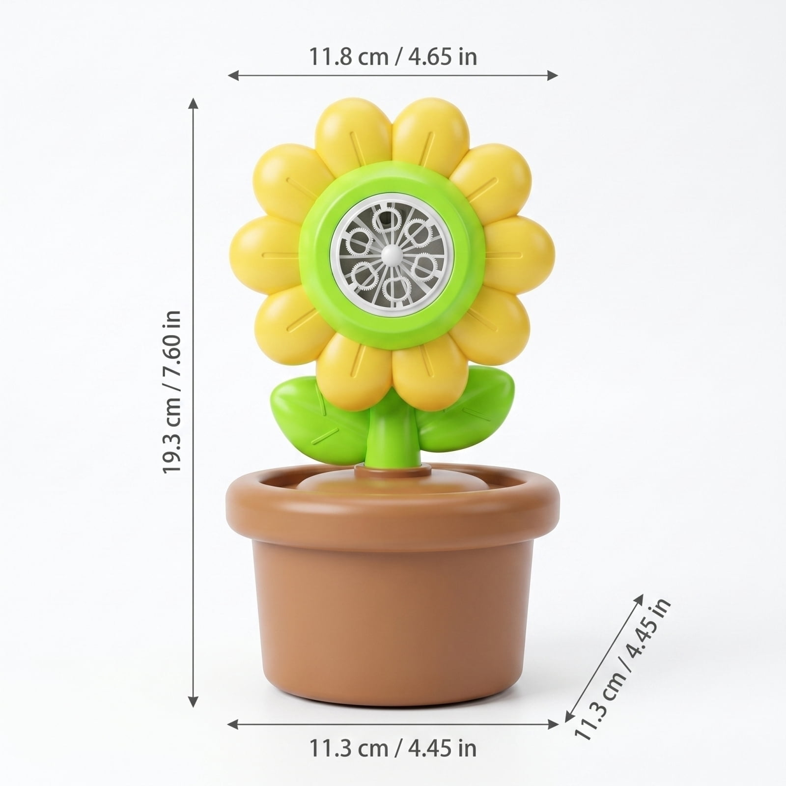 Electric Sunflower Bubble Blowing Machine with LED Lights and Music, Complete Set with Bubble Solution and Battery for Outdoor Parties and Backyard Fun (Yellow)