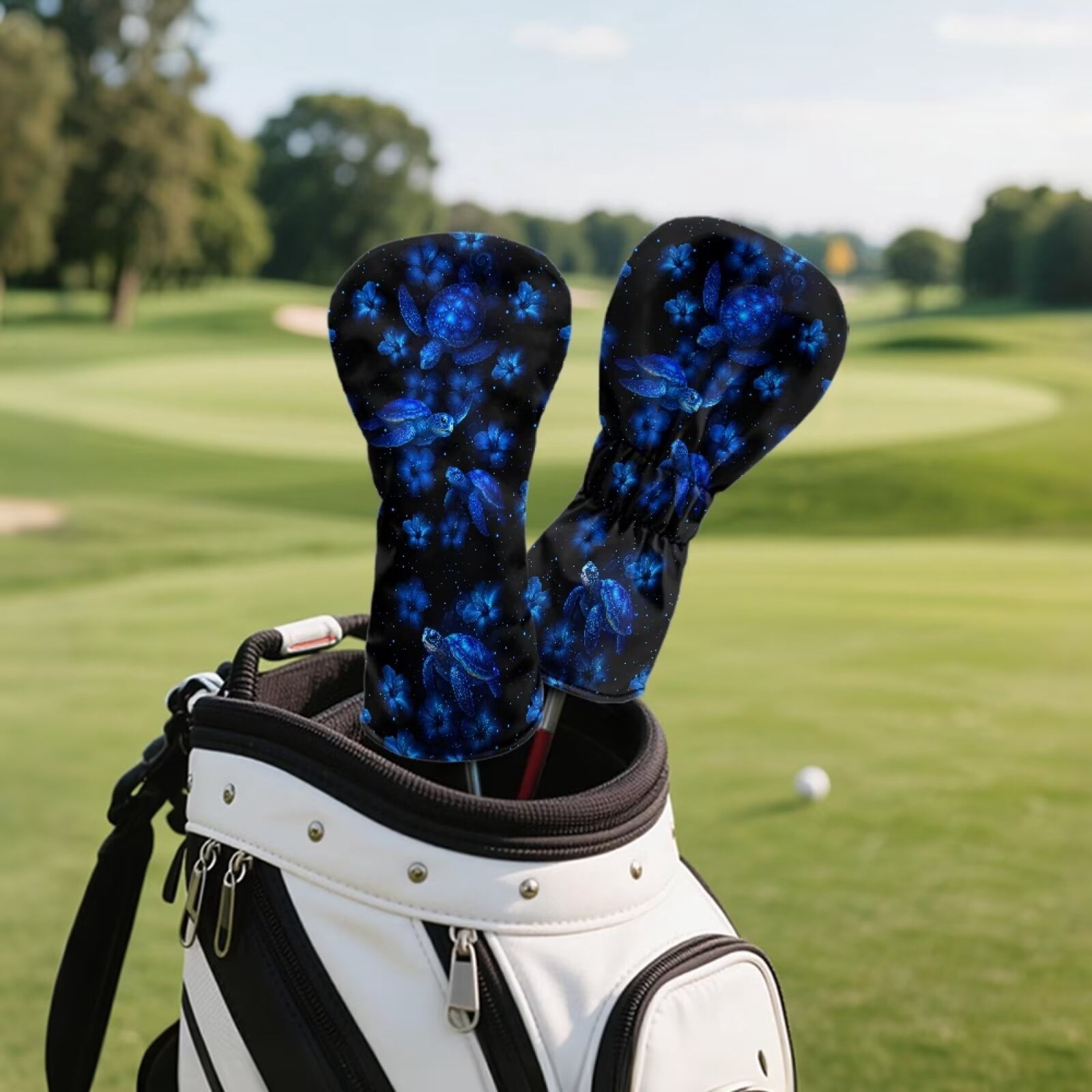 Uorisanigo Blue Turtle Golf Club Driver/Fairway Wood/Hybrid Head Cover 1 3 5 UT Cover - PU Leather Golf Accessories for Women Men - Double-Layer Elastic Band, Wrinkle-Resistant
