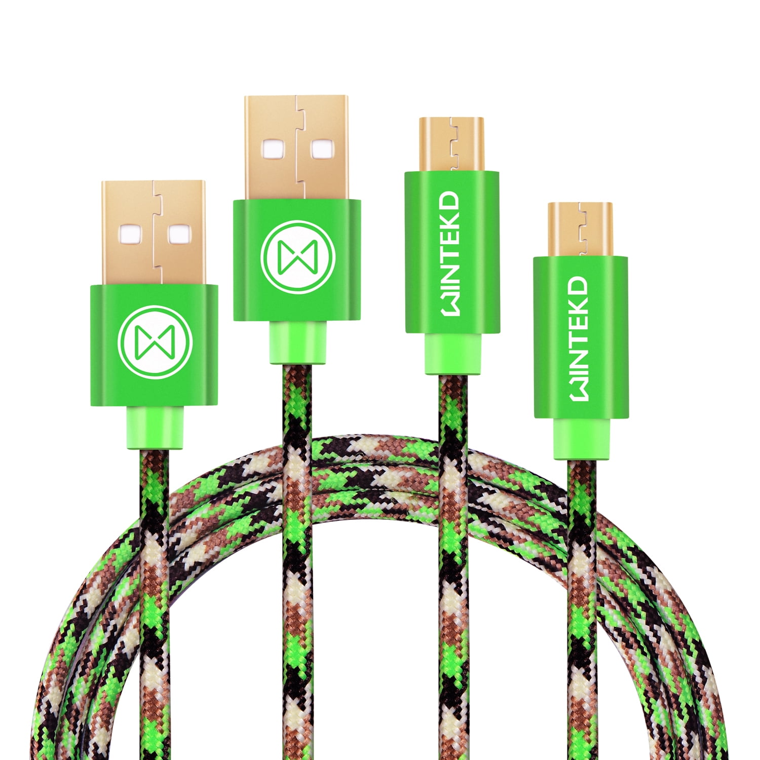 Micro USB Android Phone Charger Cord 2pack 6ft Long Frost Green Braided