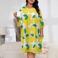 thumbnail image 2 of Lemon Print Lemon Leaves Sleepshirts For Sleeping Travels Loose Sleepdress Pajama Dress Soft Nightdress Sleepwear, 2 of 7