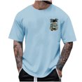 thumbnail image 2 of Yaoyar Men Tshirts Hawaiian Print Graphic Tees Crewneck Solid Color Basic Vacation Casual Beach Holiday T-Shirts, 2 of 5