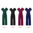 thumbnail image 3 of Women V-neck Jumpsuit Short Sleeve Solid Color Summer Playsuit women jumpsuit Rompers, 3 of 6
