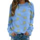 thumbnail image 1 of Gibobby Sudaderas para mujer Blusa de sudadera estampada con cuello redondo y manga larga para entrenamiento diario en casa y al libre para mujer(Azul,XG), 1 of 5