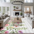 thumbnail image 5 of Colorful Flowers Area Rug 5x7 Washable Rug Non Slip Spring Floral Leaves Botanical Gray Plaid Large Area Rug Soft Stainresistant Indoor Floor Carpet for Living Room Bedroom Home Office Dining Room, 5 of 8