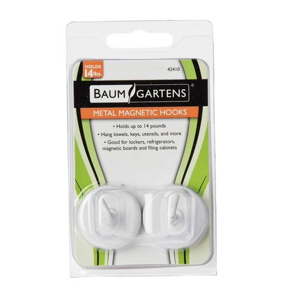 Metal Magnetic Hooks 2/Pkg-White