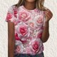 thumbnail image 2 of Mujeres Pantalones Cortos, Moda Impresa Manga Corta Cuello Redondo Camiseta Blusa, Top de Lentejuelas Casual, 2 of 9