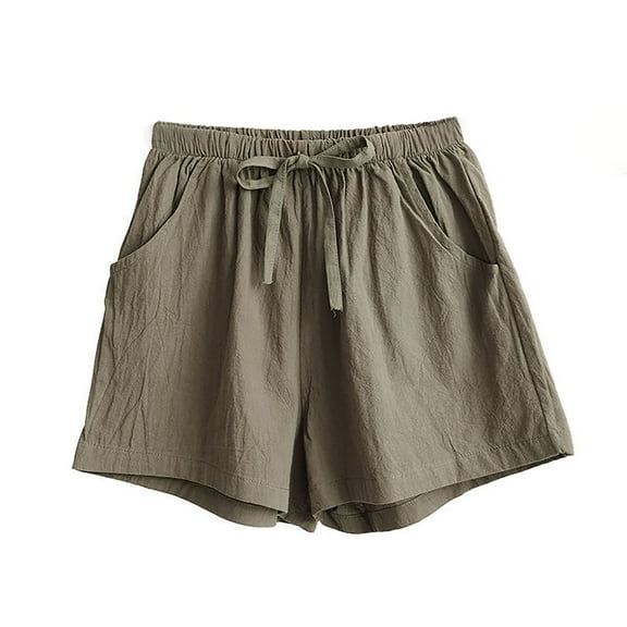 TRUBKH Flowy Shorts Biker Running Shorts Hiking Cargo Shorts Relaxed Fit Womens Athletic Shorts Womens Shorts with Pockets Linen Shorts for Women Athletic Workout Gym Shorts Army Green S-3XL