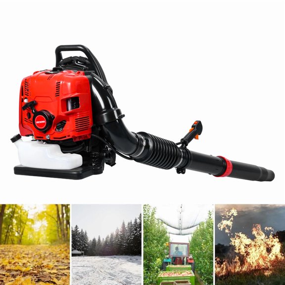 75.6CC 5 HP 2-Cycle Backpack Gas Powered Leaf Blower, High Strength Snow Blower, Grass Lawn Blower Air Cooling Gasoline Backpack Grass Blower with Single-Cylinder Air-Cooled for Gutter,Garden,Yard