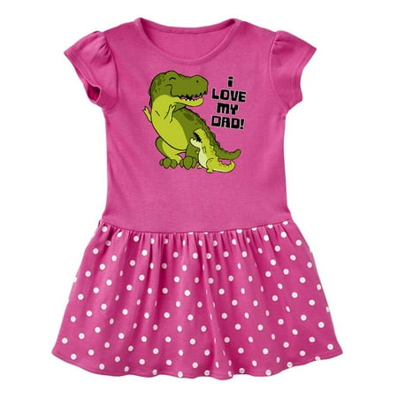 

Inktastic I Love my Dad with Baby and Daddy Tyranasaurus Rex Gift Baby Girl Dress