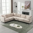 thumbnail image 6 of BALUS Modern Sectional Sofa, Linen Fabric Sofa Sleeper, Oversize L-Shaped Sofa Couch for Living Room, Beige, 6 of 7
