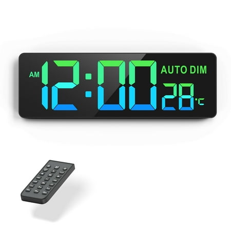 Black 16.5 Large Digital Wall Timer Clock with Countdown, Remote Control, Temperature Display for Classroom Office Home