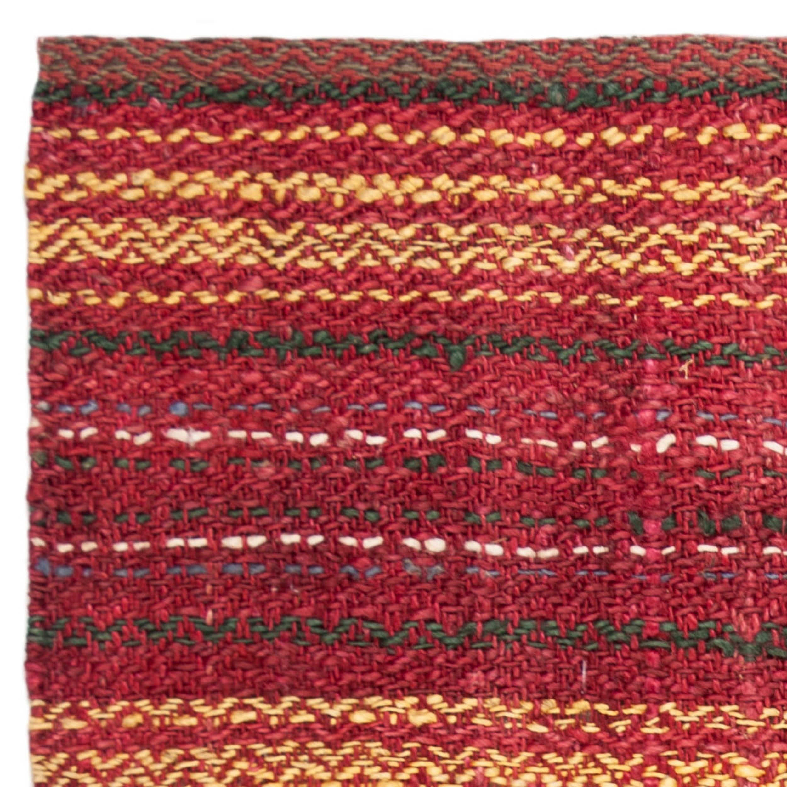 SAFAVIEH Natural Fiber Ombre Striped Jute Area Rug, Red/Gold, 6' x 6' Square