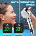 thumbnail image 4 of Cabezal de ducha con ahorro de agua Cabezal de ducha LED de alta presión 3 elementos filtrantes y 4 tipos de chorro y esponja de ducha con modo aerógrafo Aumento de presión para limpieza, 4 of 5