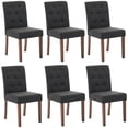 thumbnail image 3 of Juego de 2 Sillas de Comedor Tapizadas – Respaldo Alto con Botones, Patas de Madera Resistentes, Ribete de Tachuelas, Tela de Lino Suave, Asiento Acolchado Cómodo para Comedor, Cocina, 3 of 11