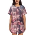 thumbnail image 1 of Fotbe Pink Lotus Buddha Conjunto de Pijama Estampado para Mujer, 2 Piezas, Ropa de Dormir con Camiseta de Manga Corta y Shorts Suaves-Medium, 1 of 6
