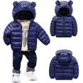 thumbnail image 1 of Niños Niños Niñas Ropa de abrigo de invierno Chaqueta con capucha Acolchado Abrigo Prendas de abrigo - Azul marino 110cm-dontodent Kuyhfg Sin marca, 1 of 3