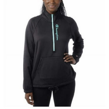 Champion Ladies' Quarter Zip Fleece Jacket, Black Medium