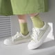 thumbnail image 5 of Zapato de Lona 3 CM Suela Gruesa Transpirable Cómodo Moda Punta Redonda Zapatos de Lona Planos para Diario Blanco Verde 38, 5 of 8