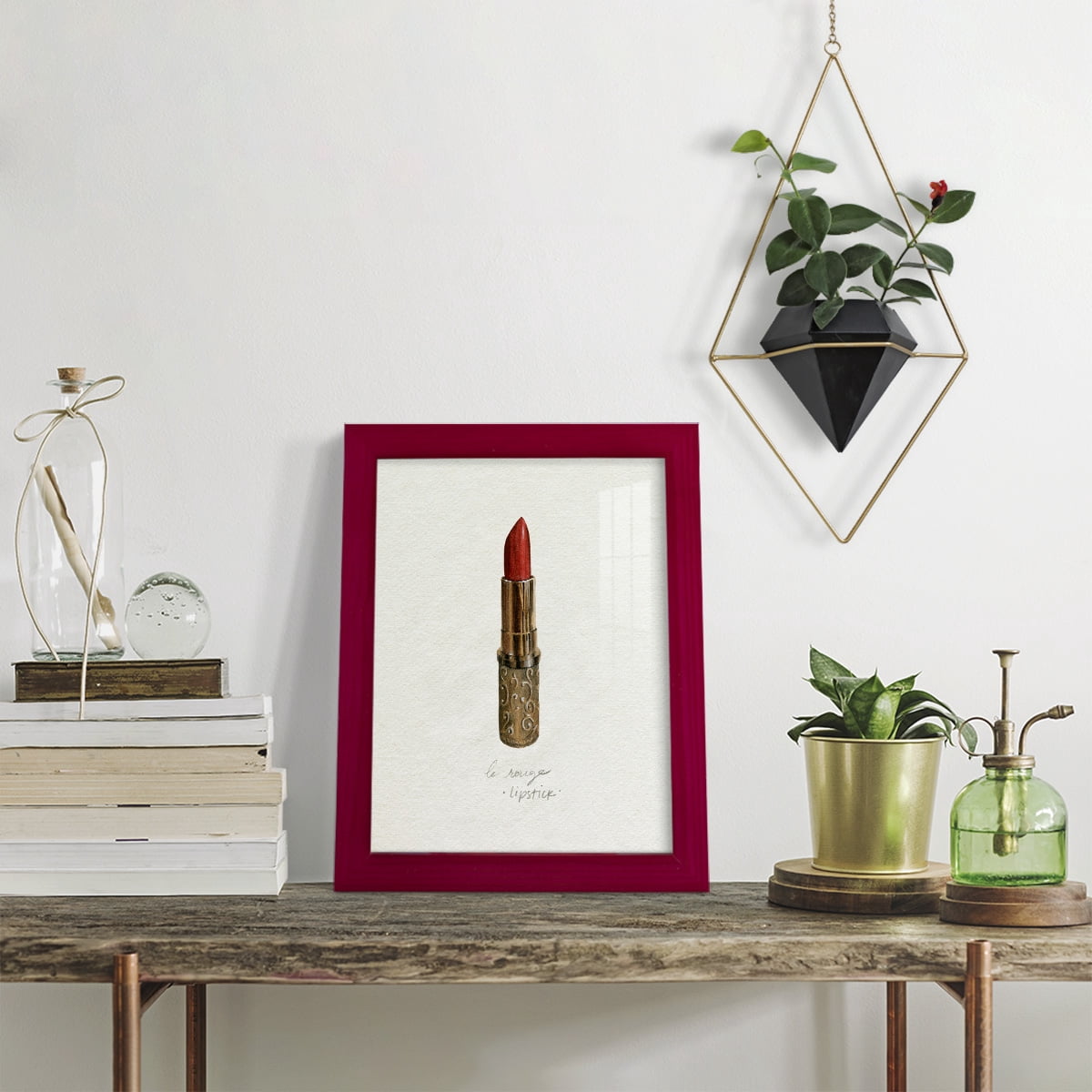 Gilded Toiletries III - Framed Print w/glass - Cherry Red