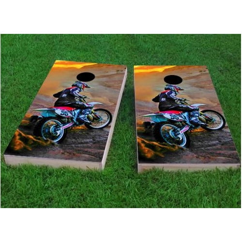 Custom Cornhole Boards Riding Dirtbikes Cornhole Game (Set of 2) by Custom Cornhole Boards