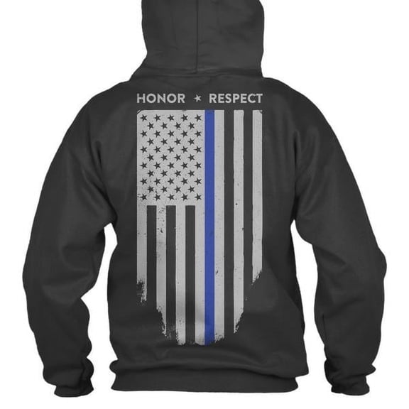 Thin Blue Line TBL-H-BLACK-3X Mens Honor & Respect Flag Hoodie, Black - 3XL