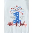 thumbnail image 6 of Jxzom Newborn Baby Girl My First 4th Of July Outfit 3 6 12 18 Months Short Sleeve Romper Romper Shirt Top Flare Pants Headband Set, 6 of 8