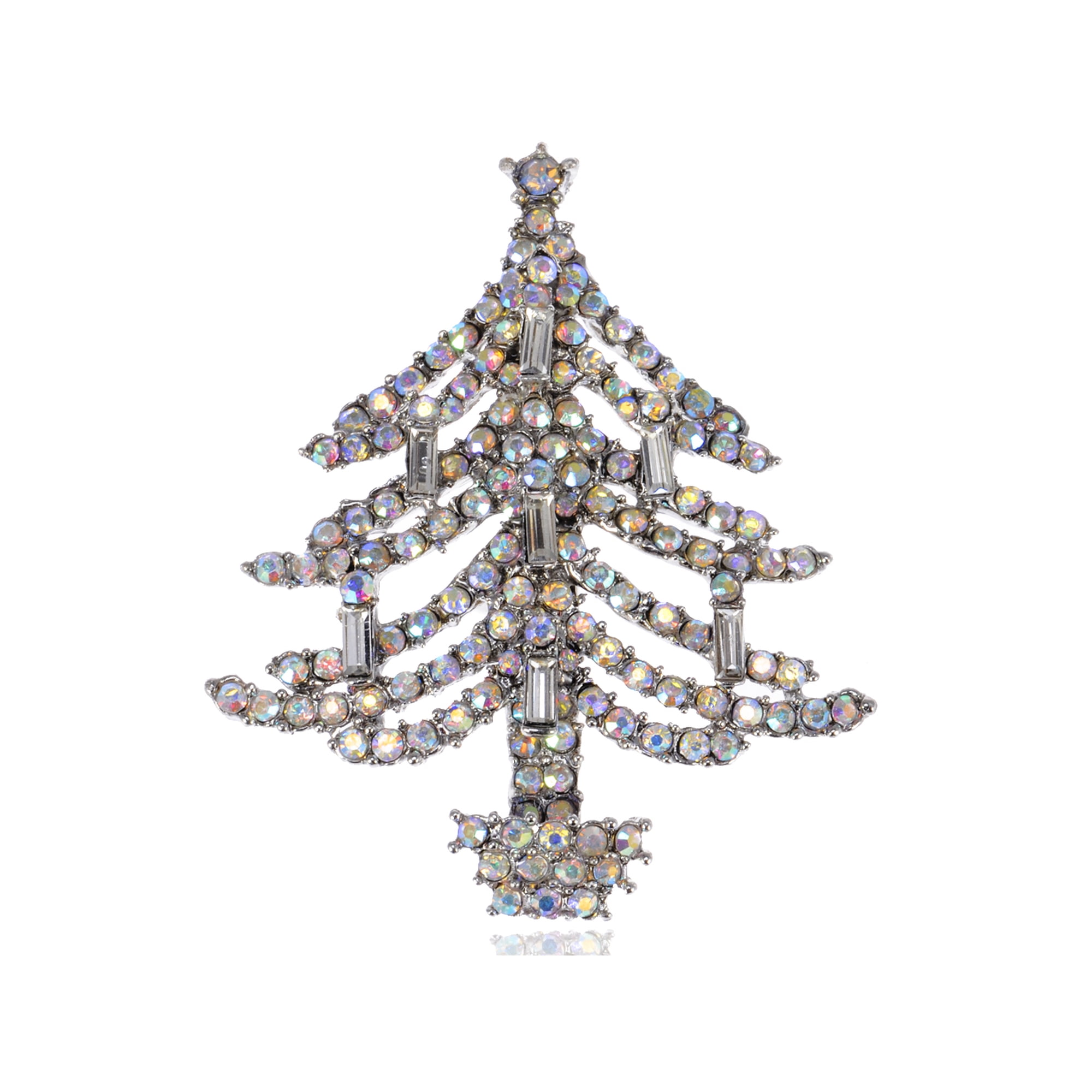 Dazzling Crystal Rhinestone Christmas Tree Holiday Fashion Jewelry Pin Brooch