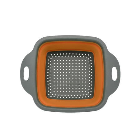 

QQUAO Foldable Silicone Colander Fruit Vegetable Washing Basket Strainer Kitchen Tool(Orange)