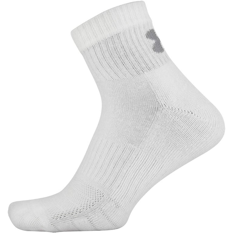 Under Armour Adult Cotton Quarter Socks, Multipairs 3 White 2 3-pairs Large