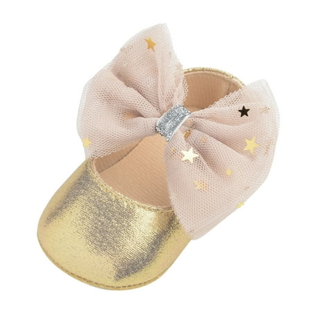 

Rgdypko Baby Boy Girl Non-Skid Indoor Infant Walking Shoes Sole First Bowknot Flat Mary Princess Rubber Dress Baby Non Slip House Shoes