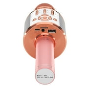 Bonaok Bluetooth Wireless Karaoke Microphone, Portable Handheld Karaoke Machine with LED Lights, Bluetooth Microphone Speaker Singing Gift for Kids Adults(Rose Gold)