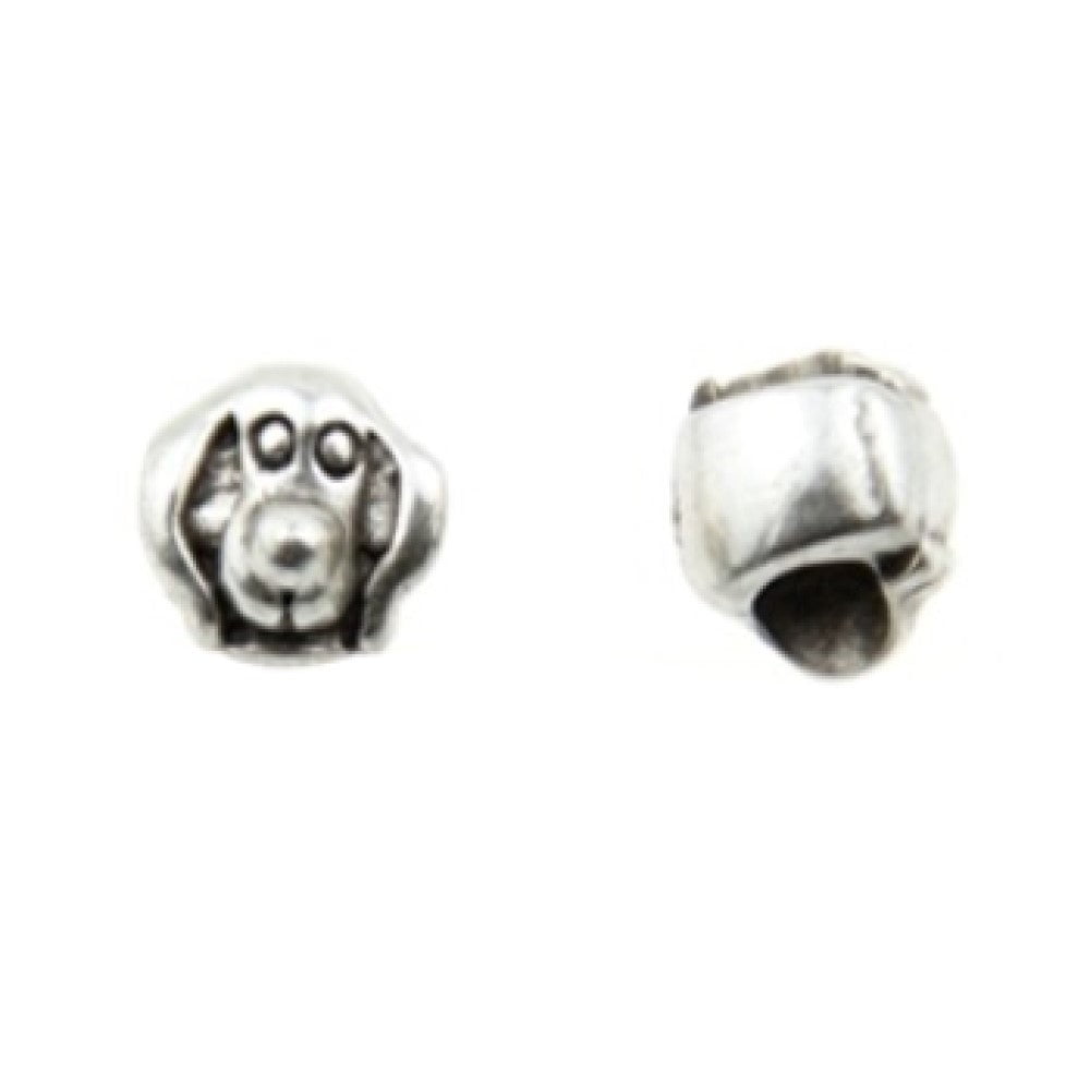 Beads Dog Head Antique Silver Pewter Large Hole Jewelry Crafting Supply 10 Pcs 