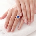 thumbnail image 2 of GemsNY September Birthstone - Traditional Oval Halo Blue Sapphire Ring with Prong Set Diamonds For Women (Grade - AAA | 4.03cttw), 2 of 4