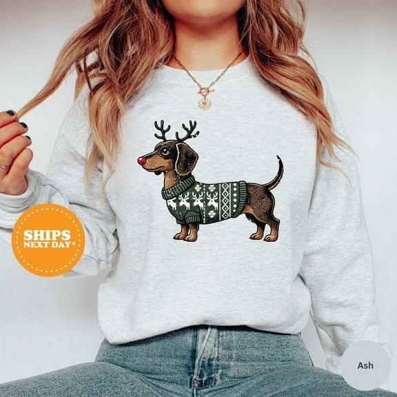 Dachshund Mom Sweatshirt, Weiner Dog Sweater, Doxie Lover Crewneck, Dog Lover, Christmas Dog Sweater, Women Dachshund Christmas Sweatshirt