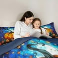 thumbnail image 4 of jejeloiu Orange Halloween Pumpkin Autumn Maple Galaxy Starry Sky Queen Comforter Sheet Set, Reversible Lightweight Children Bedding, 7pcs, 4 of 8