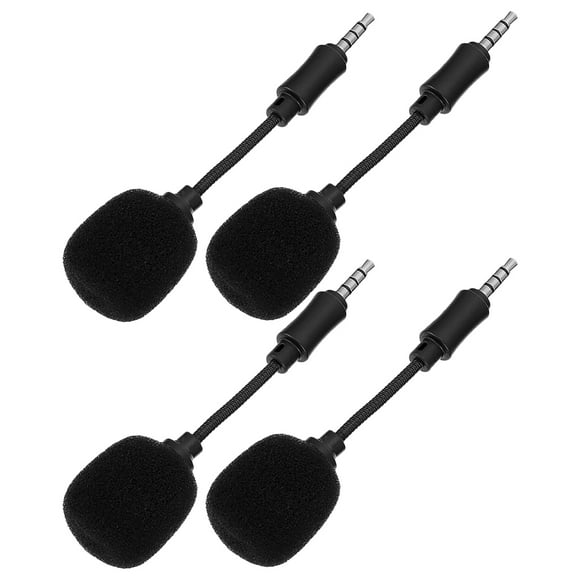 KAKOWELY 4Pcs in-Line Noise Cancellation Microphone for Live Singing and Streaming Black
