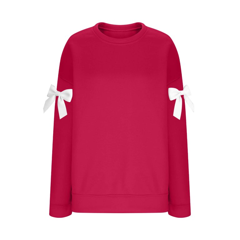 盛り沢山♡クリスマス JTZGDY Fashion Womens Christmas Sweatshirts Cute Xmas Bowknot