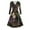 Army Green, variant on Casual Mardi Gras Womens Dresses Casual V Neck Hepburn Dress Fashion Mardi Gras Mask Printed Pleated Vintage Dress