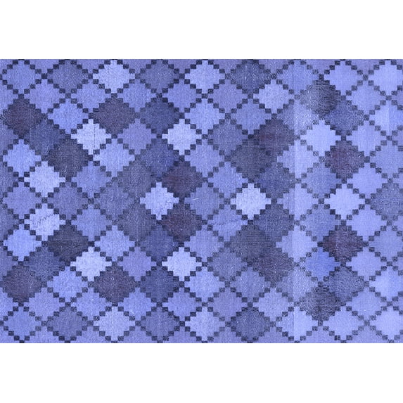 Ahgly Company Machine Washable Indoor Rectangle Abstract Blue Contemporary Area Rugs, 8' x 10'