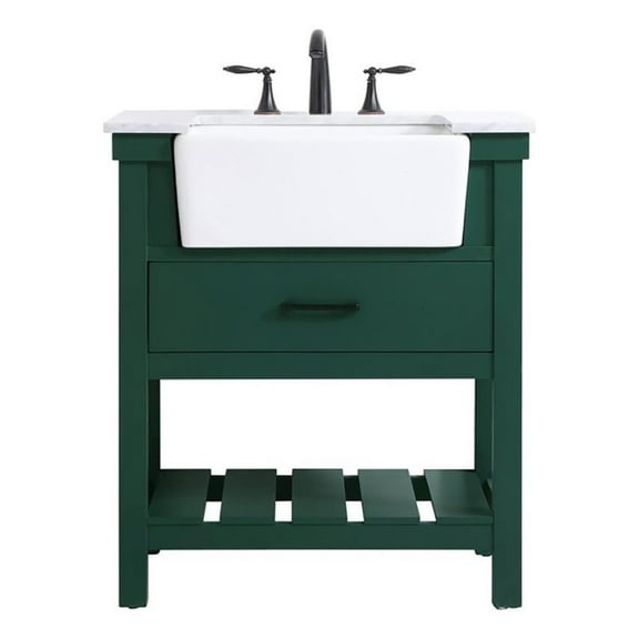 Elegant Decor Clement 30" Wood Single Bathroom Vanity in Green